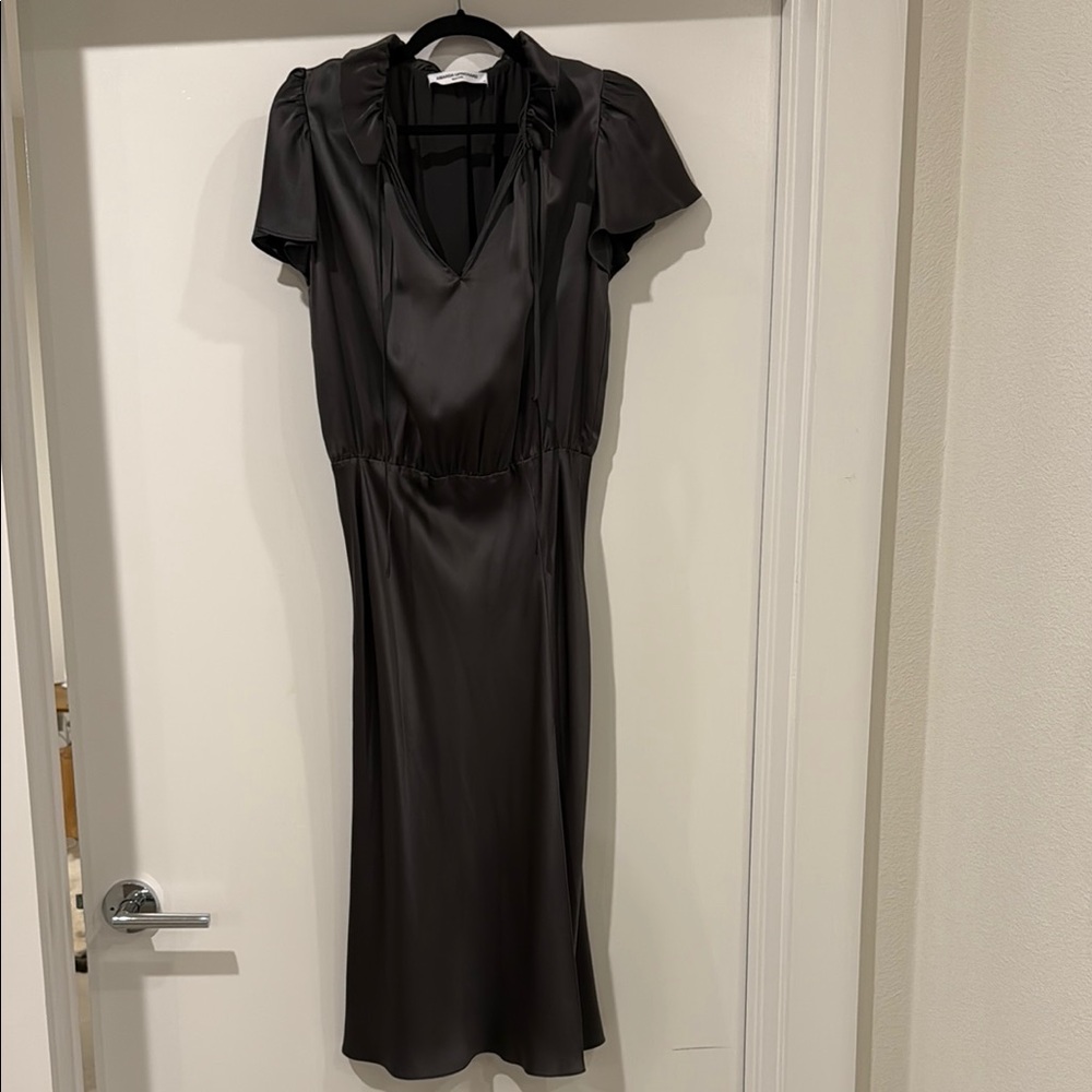 Amanda Uprichard Green Cowl Neck Puff Sleeve Dress